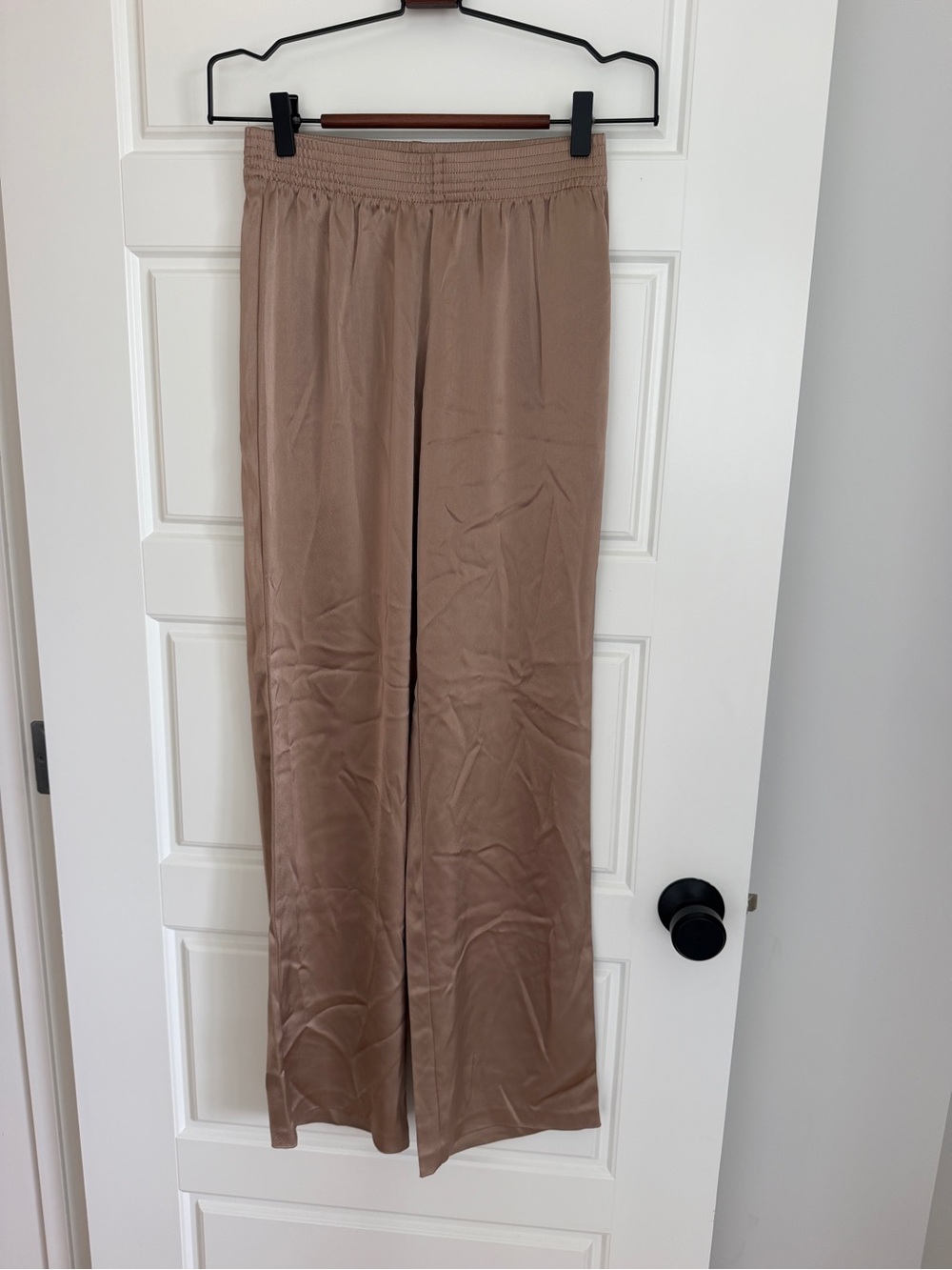 Babaton Archer Satin Pant Wide Leg Champagne Brown XS